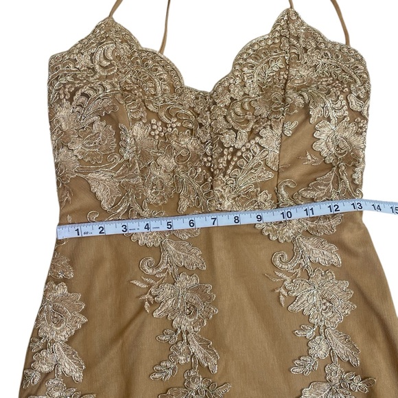 Gold & camel embroidered mini dress - Picture 5 of 7